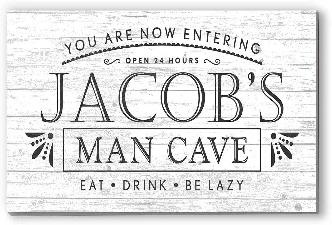 Custom Man Cave Sign Wall Décor for Men Father's Day, Birthday, Christmas Gift Idea (White)