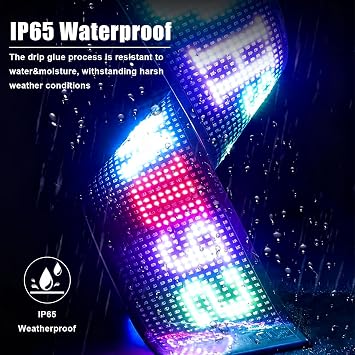Flexible Scrolling LED Sign 35.35''x7.56''/19.2x89.8cm, IP65 Waterproof Programmable Display with USB Powered App Control, Custom Text & Animation Bendable LED Board for Vehicle Windows Party Advert