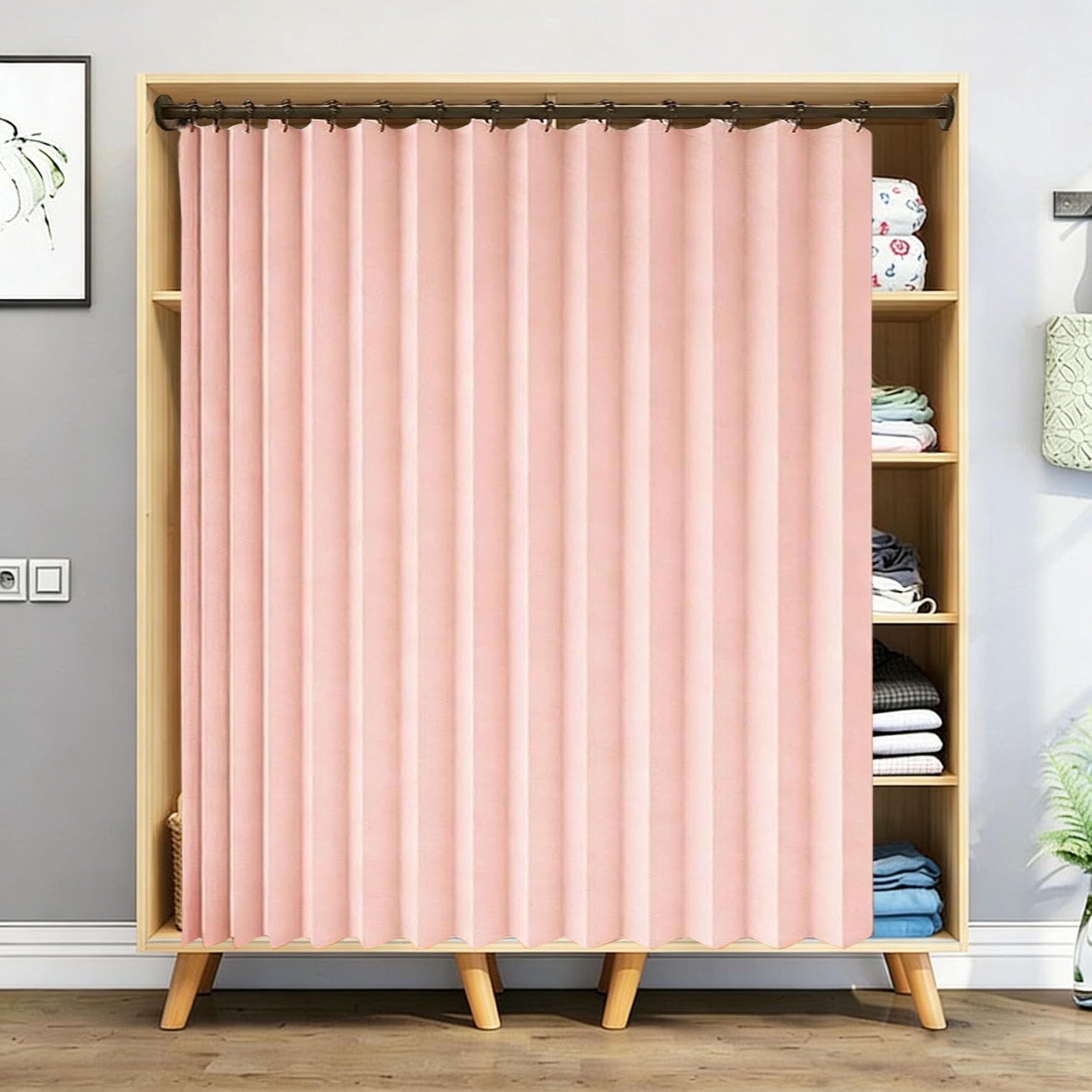 Termiczne Zasłony Zaciemniające 134 x 160 cm Termoizolacyjna Dźwiękoszczelna Wodoodporna Zasłona Drzwiowa Termoizolacyjna Bez Wiercenia Łatwy Montaż Do Szaf I Przegród, Różowy