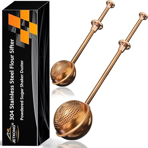 Miniatura 20 de JETKONG Agitador de azúcar en polvo dispensador de harina con mango de resorte de acero inoxidable 18/8 para harina de azúcar y especias