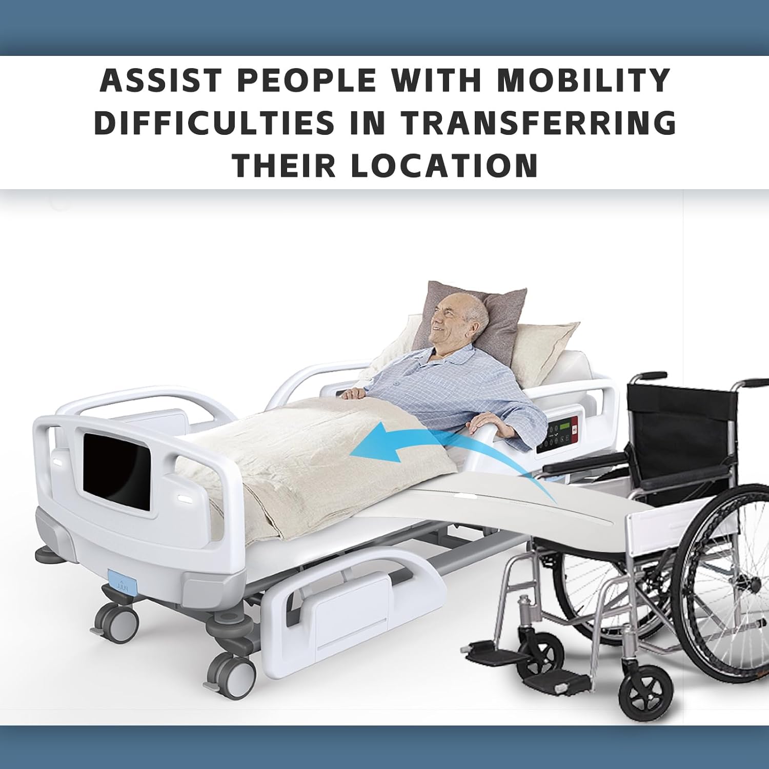 Transfer Board for Wheelchair Users, Sliding Board Transfer to Wheelchair, Transfer Board for Elderly and Disabled(No-Lift Transfer System for Disabled, Patient)