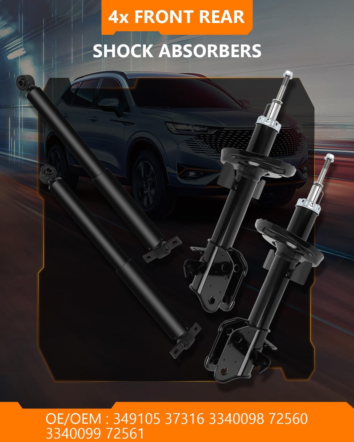 Front and Rear Shocks Struts for Honda, OCPTY Shocks Absorbers for Honda 2011 2012 for Honda for Odyssey Automotive Replacement Shocks OE 341341 71327-4pcs Quick Struts Shock