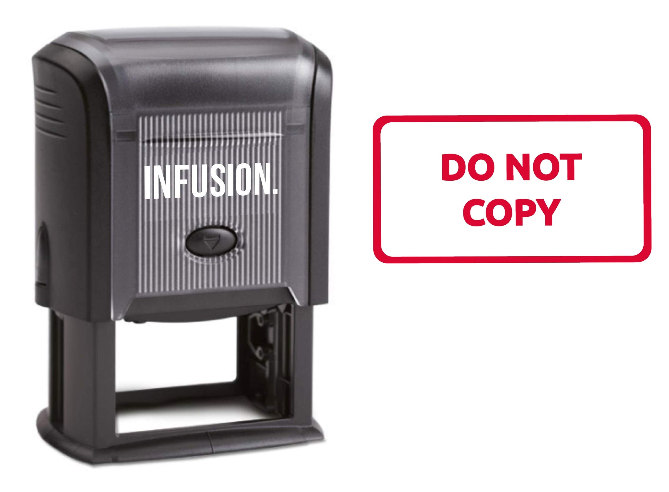 Infusion DO NOT Copy Self-Inking Office Term with Border Stock Rubber Stamp (1-1/8'' x 2'') - Red Ink