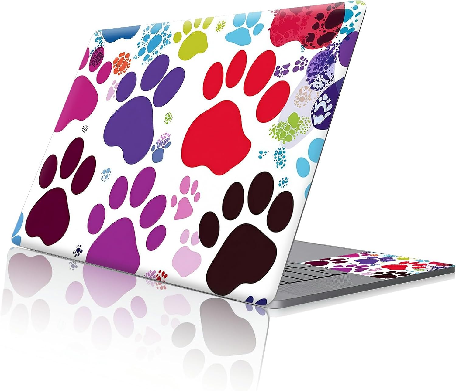 Reusable Universal Laptop Skin Sticker, Cut to Fit for 11.6–15.6 Inch Laptops, Waterproof Protective Film, No-Residue - Colorful Dog Paws
