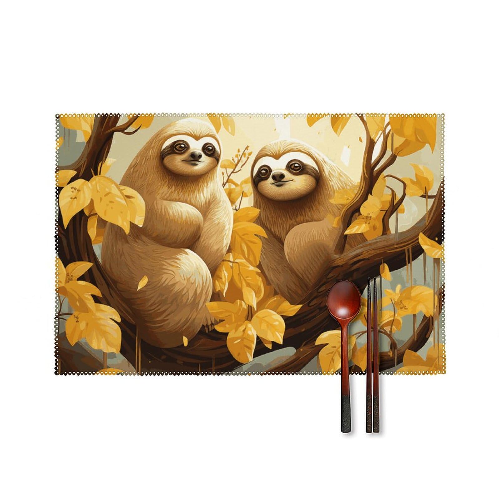 Set de table mignon paresseux pour égayer les repas de la famille