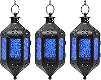 Vista 34 de Vela Lanterns Farol lámpara portavelas decorativo marroquí colgante de 11.5 pulgadas, portavelas de té para interiores y exteriores, para patio