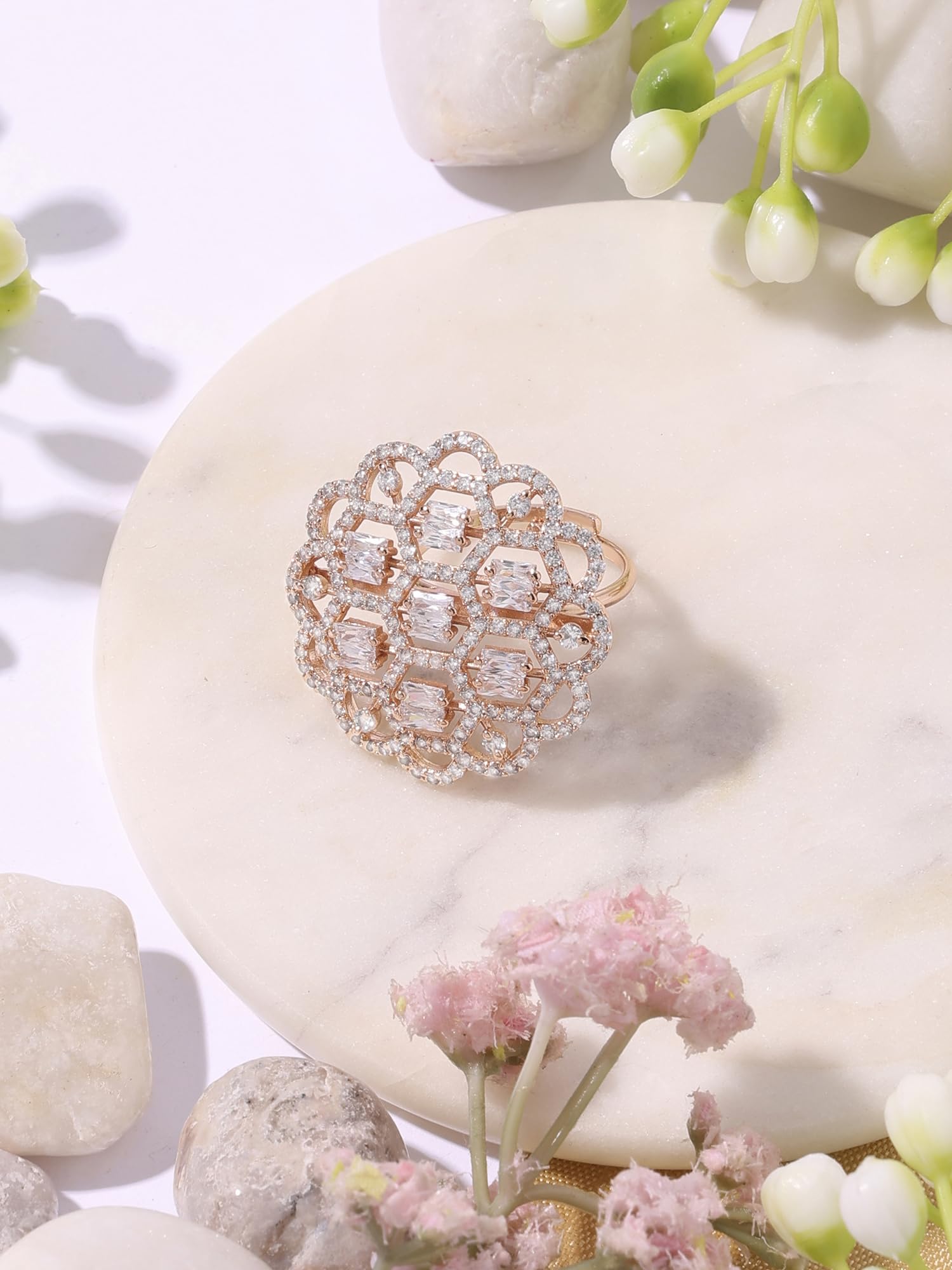 Cubic Zirconia Bling Brass Finger Ring for Women