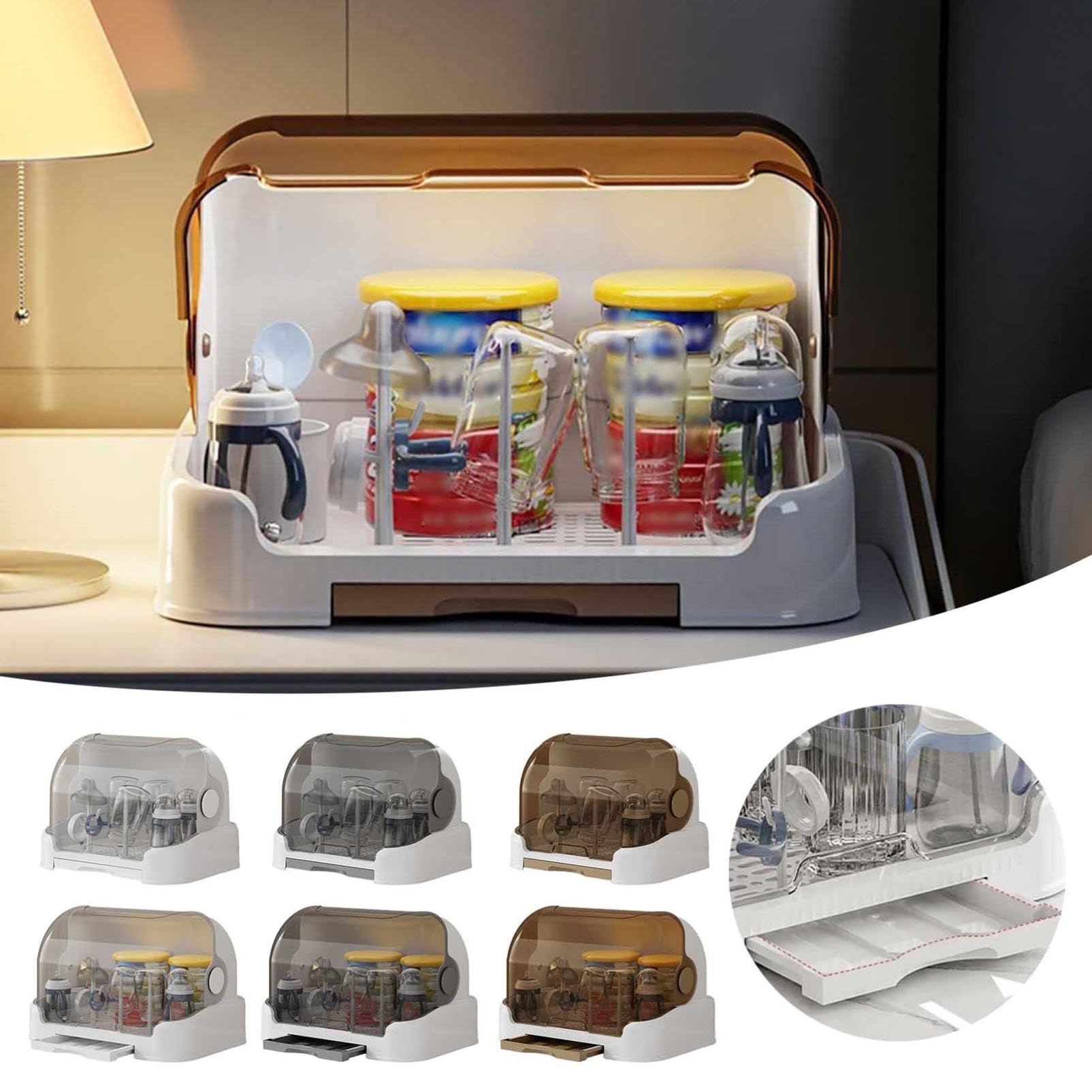 Generisch Wäscheständer Für Babyflaschen, Aufbewahrungsbox Mit Deckel, Staubdichte -Aufbewahrung, Wäscheständer Für Flaschen, Sauger, Tassen, Pumpe, (C 32 * 26 * 25.5CM)