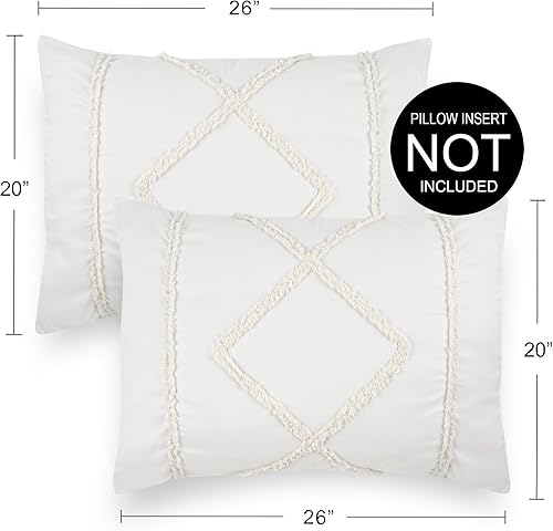 Miniatura 8 de Sweet Jojo Designs - Juego de 2 fundas de almohada de felpa de piel sintética de color blanco hueso, color crema, tamaño Queen, color marfil, suave,