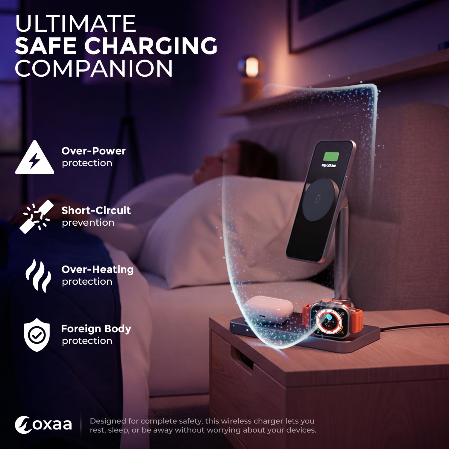 Support de chargeur télescopique 3 en 1 pour montre avec chargeur de téléphone pour iPhone, station de charge sans fil et chargeur sans fil pour appareils iOS