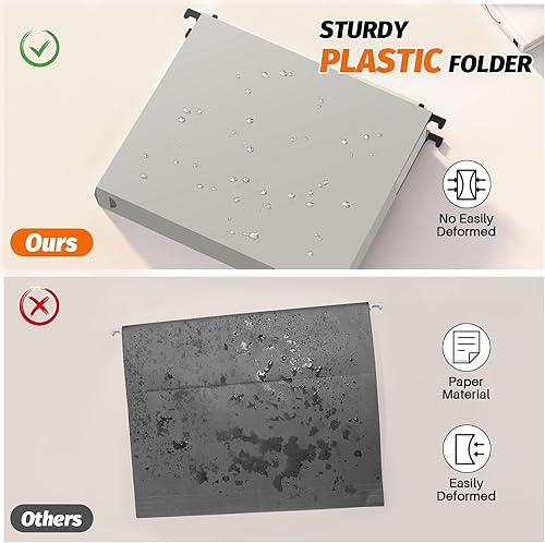 Miniatura 10 de SHUTEX Carpetas colgantes de plástico, paquete de 12 carpetas colgantes de capacidad extra, expansión resistente de 2 pulgadas, carpetas de