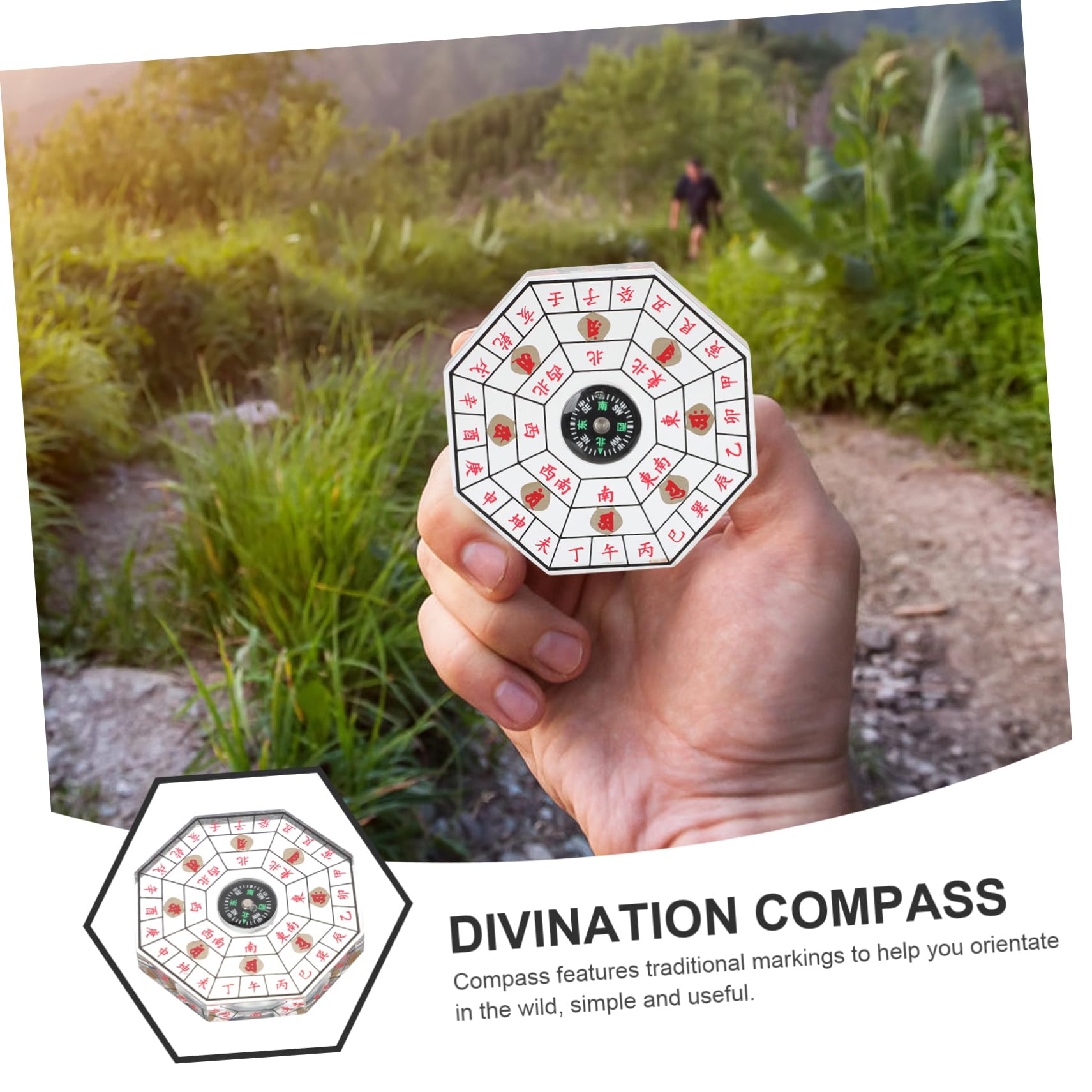BESPORTBLE Piccola bussola Feng Shui camping meridiana accessori da campeggio bussola pirata orientamento bussola personalizzata Cina bussola retrò bussola per il campeggio resina