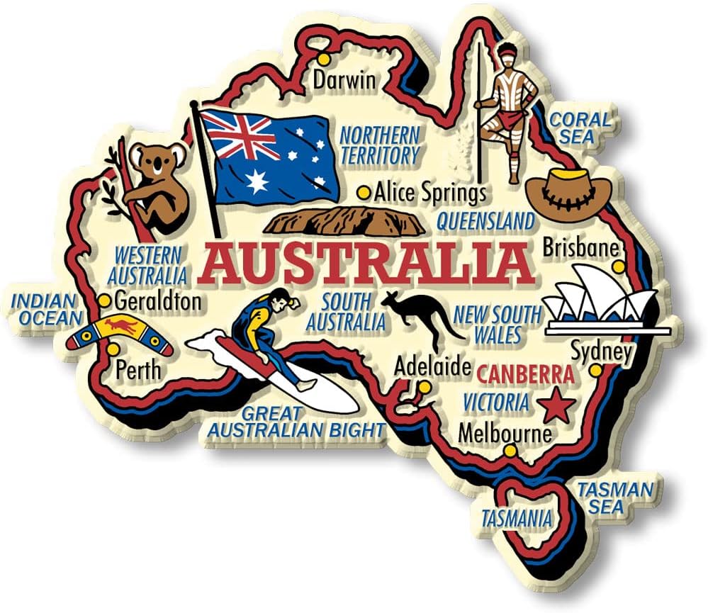 Australia Jumbo Country Map Magnet by Classic Magnets, 3D Rubber Vintage-Style Collectible Souvenirs and Gifts Made in The USA