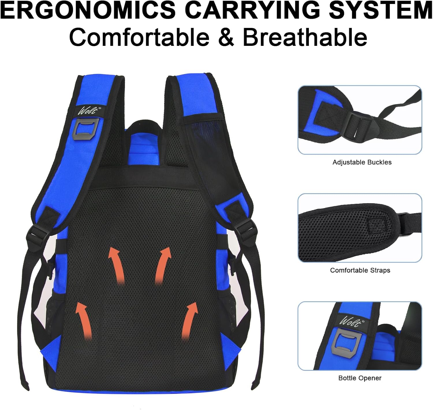 WOLT Cooler Backpack,24 Cans Insulated Backpack Cooler Leakproof,Lightweight Soft Cooler Bag,Camping Cooler,Large Capacity Beach Cooler,Waterproof Travel Cooler Lunch Backpack for Hiking - Image 5