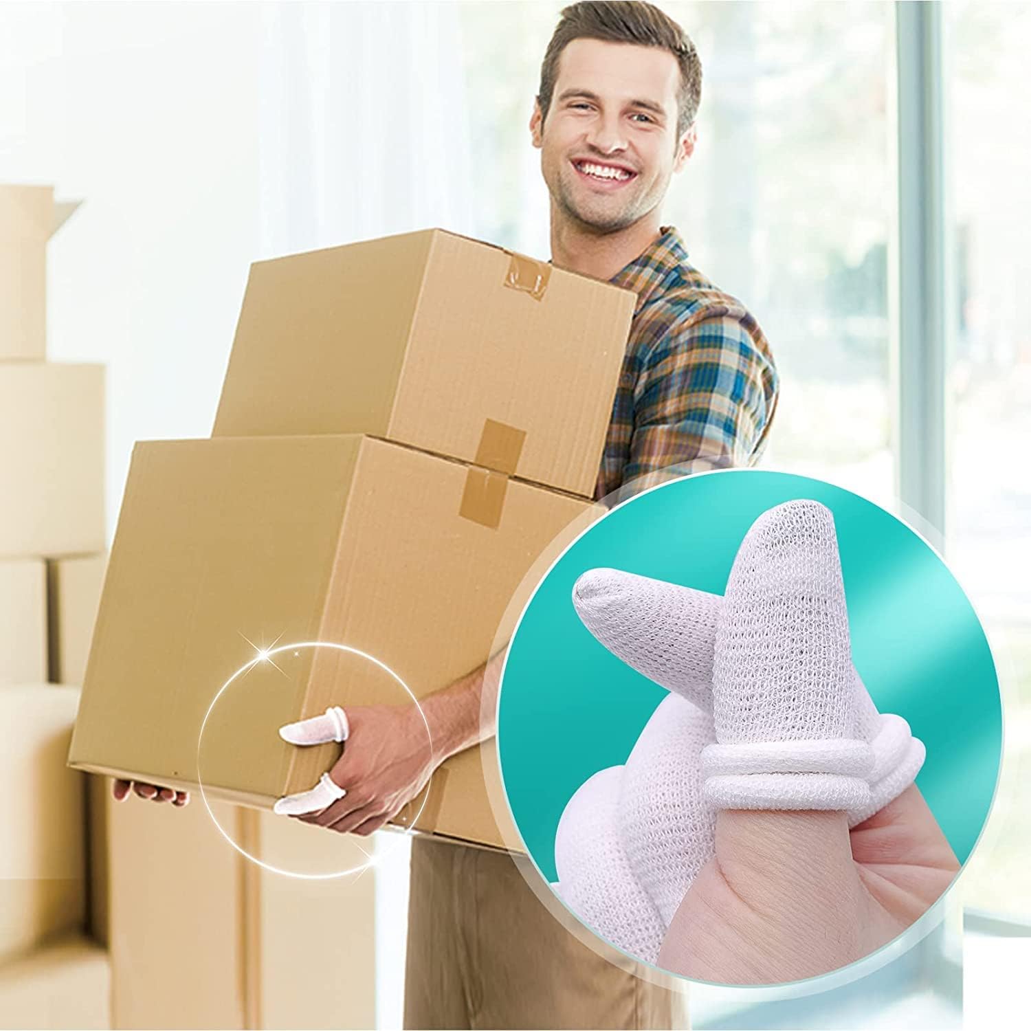 Dimora Finger Cots, 60Pcs Finger Protectors for Finger Tips, Breathable Finger Bandages for Wounds Care, Elastic Finger Gloves for Cargo Handling, Gardening Work, Fitness, Medium, White White Medium - Image 7