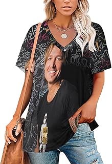 Keith Music Urban T-Shirt Short Sleeve V Neck Shirts Casual Tees Novelty Print Shirt for Women