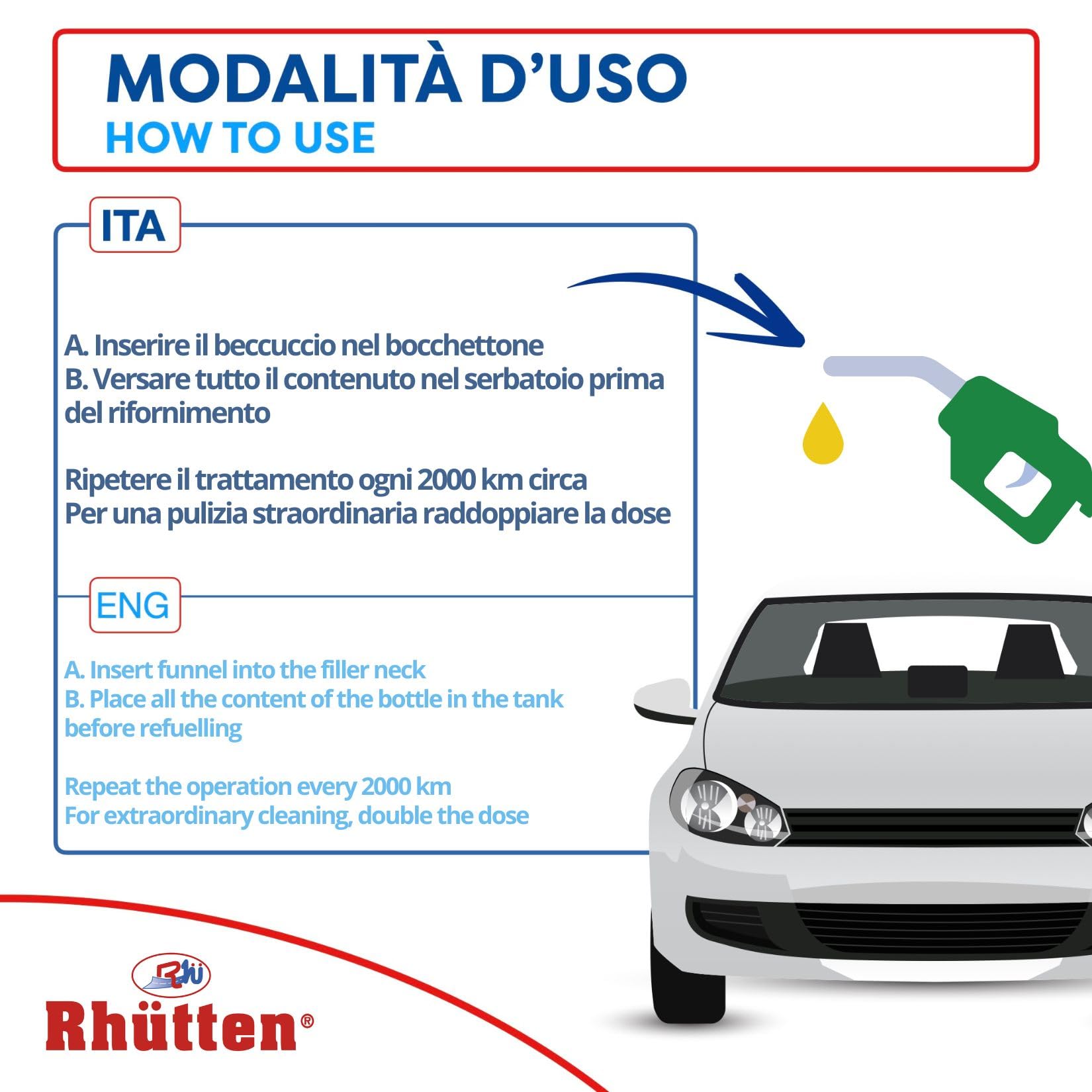 Rhutten, Additivo Benzina Multifunzione, Monodose Superconcentrata, Migliora le Prestazioni, Riduce Consumi, 150ml