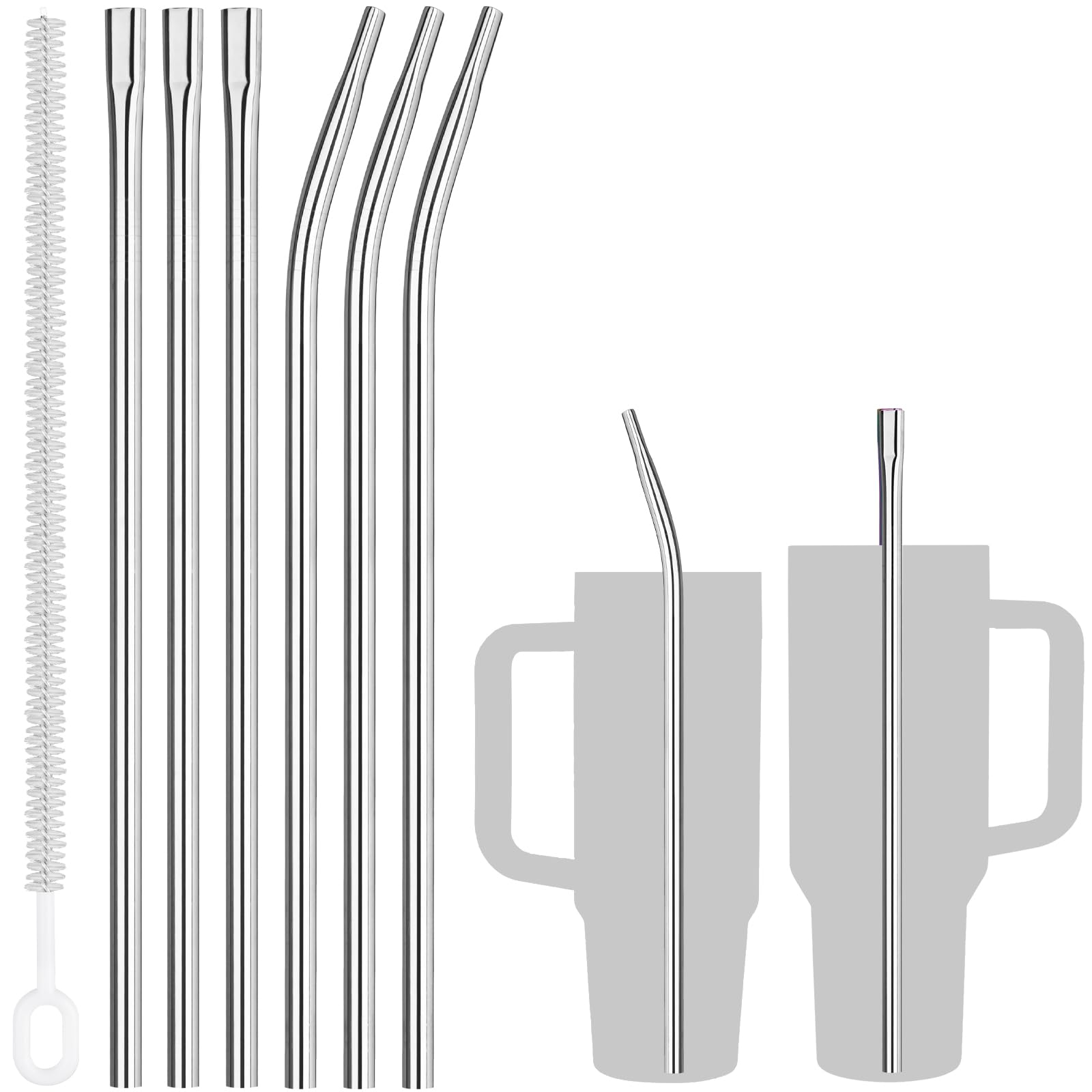Pailles en acier inoxydable anti-plis NiHome pour smoothie fluide et confort des lèvres
