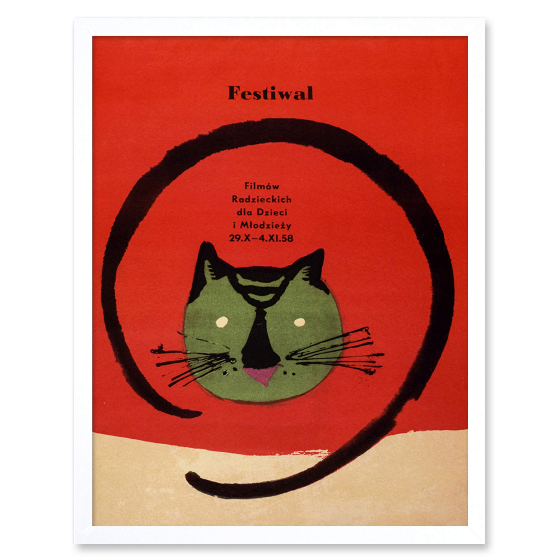 Wee Blue Coo Festival Film Movie Cat Poland Warsaw Art Print Framed Poster Wall Decor 12x16 inch