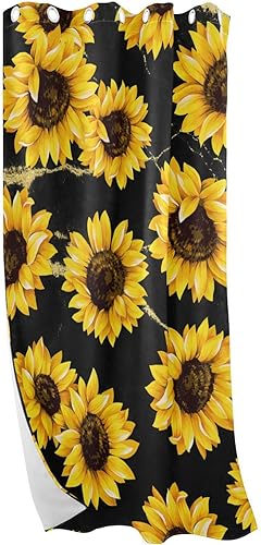Blackout Curtain Window Curtains for Bedroom 84 inches Length Room Divider Curtains & Drapes cortinas para ventanas Sunflower Black Gold Marble