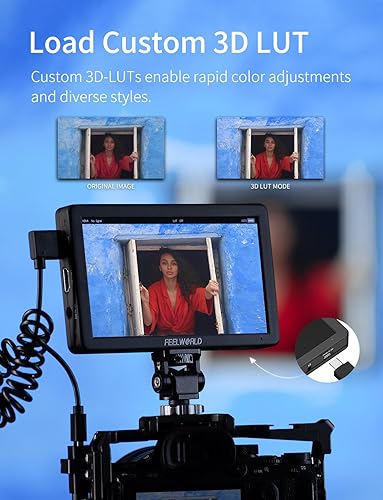 Miniatura 4 de FEELWORLD T6 - Monitor de video DSLR de campo de cámara de 6 pulgadas, carcasa de aluminio con batería F550 2200mAh y bolsa, forma de onda LUT HDR