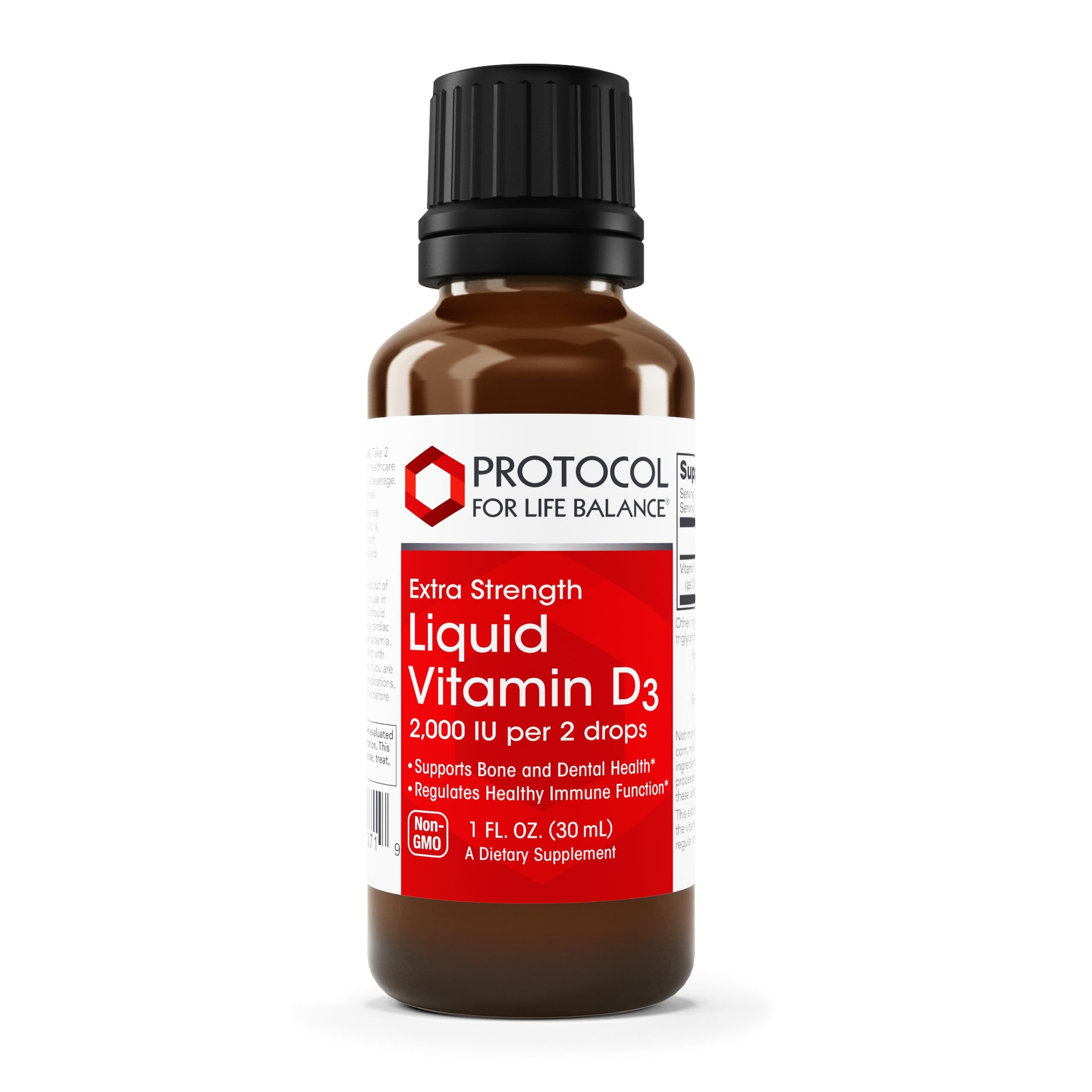 PROTOCOL FOR LIFE BALANCELiquid Vitamin D3-2,000 IU - Immune Support Strong Bones and Teeth Health - 1 Fl Oz