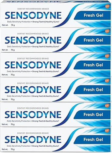 Sensodyne Pasta de dientes para dientes sensibles, dientes fuertes y encías saludables, gel fresco, 2.64 onzas (2.65 oz) - Paquete de 6