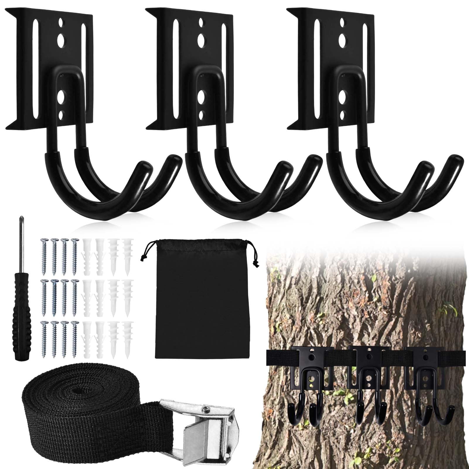 Crochets pour arbre chasse lot de 3 avec sangle et tournevis pour arc