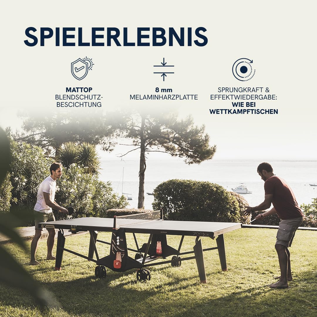 CORNILLEAU 700X - Outdoor Tischtennisplatte - Hochwertig und funktional - 8 mm Melaminharzplatte - Turnierqualität - Klappbar - Wetterfest - Robust