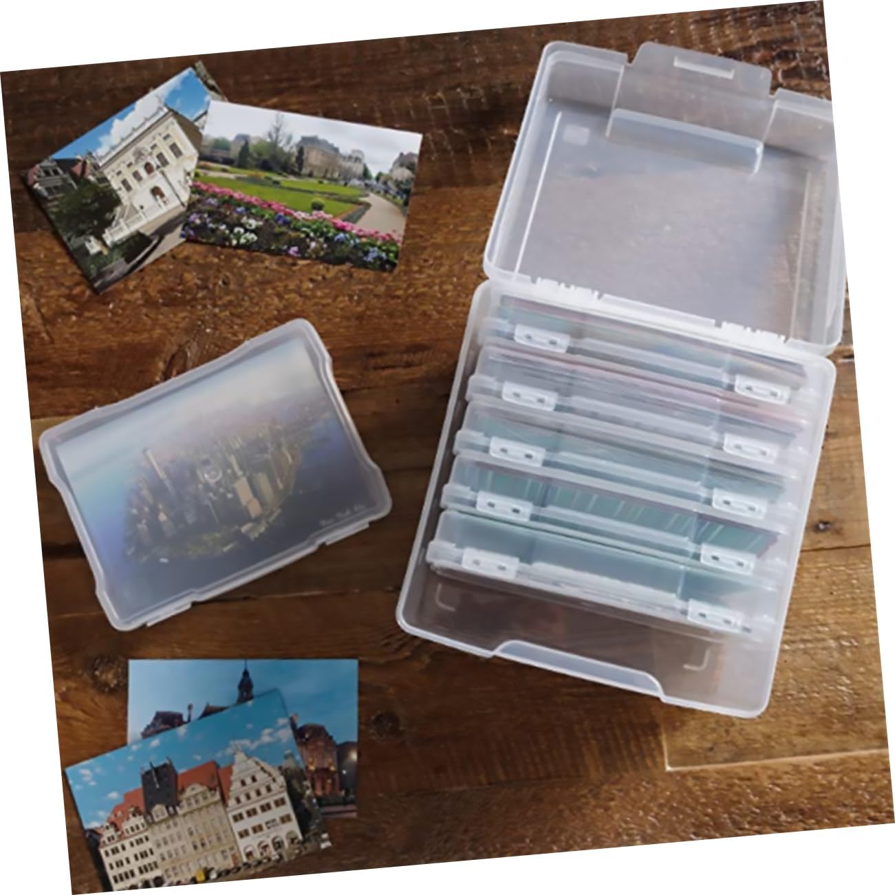 STOBOK Multi-functional Photo Storage Box Card Organizer Box for Greeting Cards Photo Keeper Small Organizer