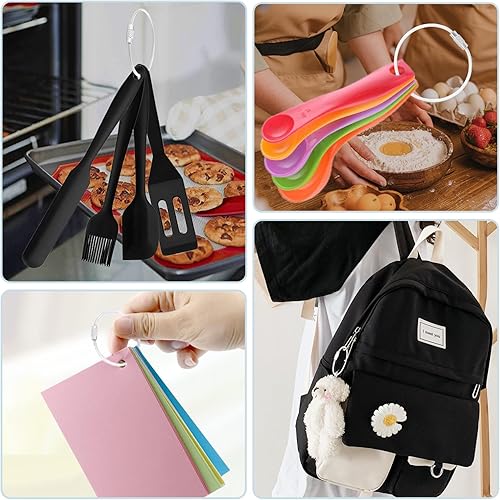 Miniatura 6 de CooBigo Paquete de 25 lazos de acero inoxidable de 0.079 pulgadas con revestimiento de alambre para llaves grandes de 6 pulgadas para mujeres,