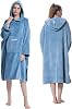 Hiturbo Changing Bath Robe-Surfing Poncho Towel Bathrobe with Hood for Beach,Swimming,Home Blue