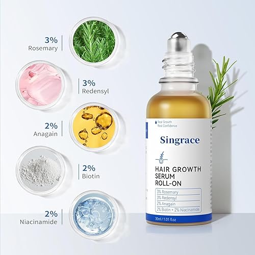 Miniatura 2 de Suero para el crecimiento del cabello para adelgazar el cabello, fortalece y espesa con biotina, roll-on de rápida absorción, no necesita enjuague