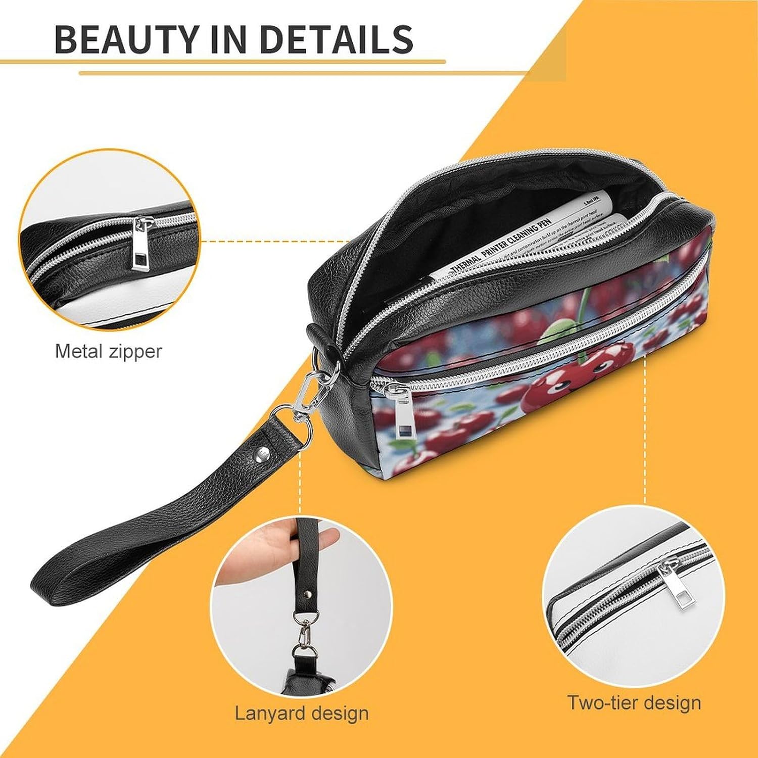 Makeup Bag for Women Travel Toiletry Pouch Portable Pencil Case with Zipper image 4