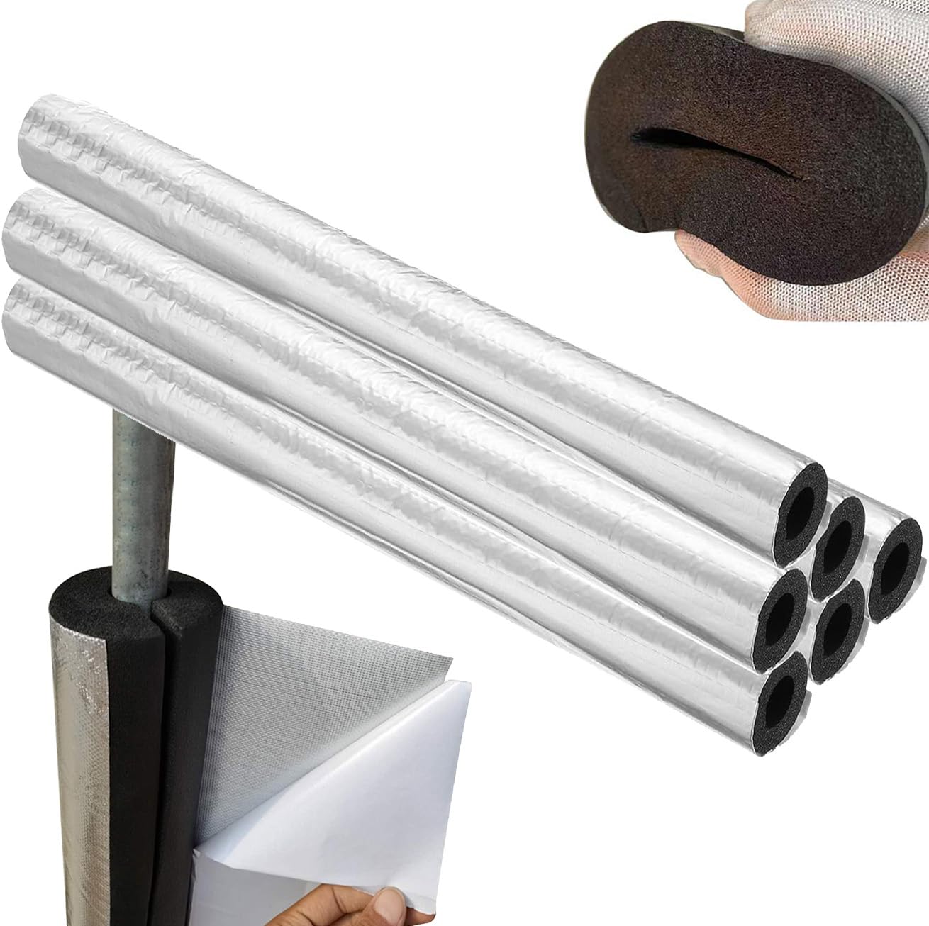 ID 16-219mm Aislamiento de Tuberias Para Autoadhesivo, Ignífugo de Coquilla Aislante, Tubo Espuma Suave, Aislamiento para Aire Acondicionado Calefacción y Fontanería (ID)110mm x (T)20mm x (L)0.95m