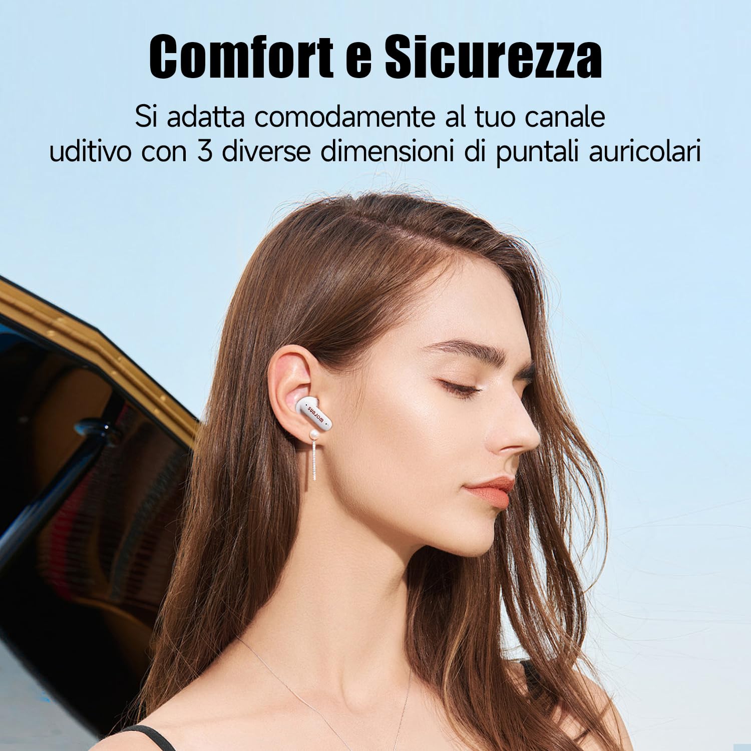 Auricolari Bluetooth senza fili, 2024 Auricolari Bluetooth 5.3 HiFi Stereo, 4 ENC Riduzione del Rumore Mic, Auricolari Senza Fili 20 Ore (Bianco)