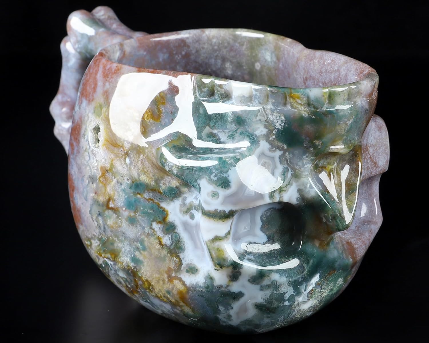 6 7 Indian Agate Carved Crystal Skull Coffee Mug Tea Cup 11 8 OZ Crystal Healing