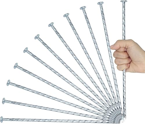 Miniatura 9 de Estacas de jardín galvanizadas de 12 pulgadas, estacas de anclaje de metal para bordes de paisaje, estaca de anclaje de paisaje para césped