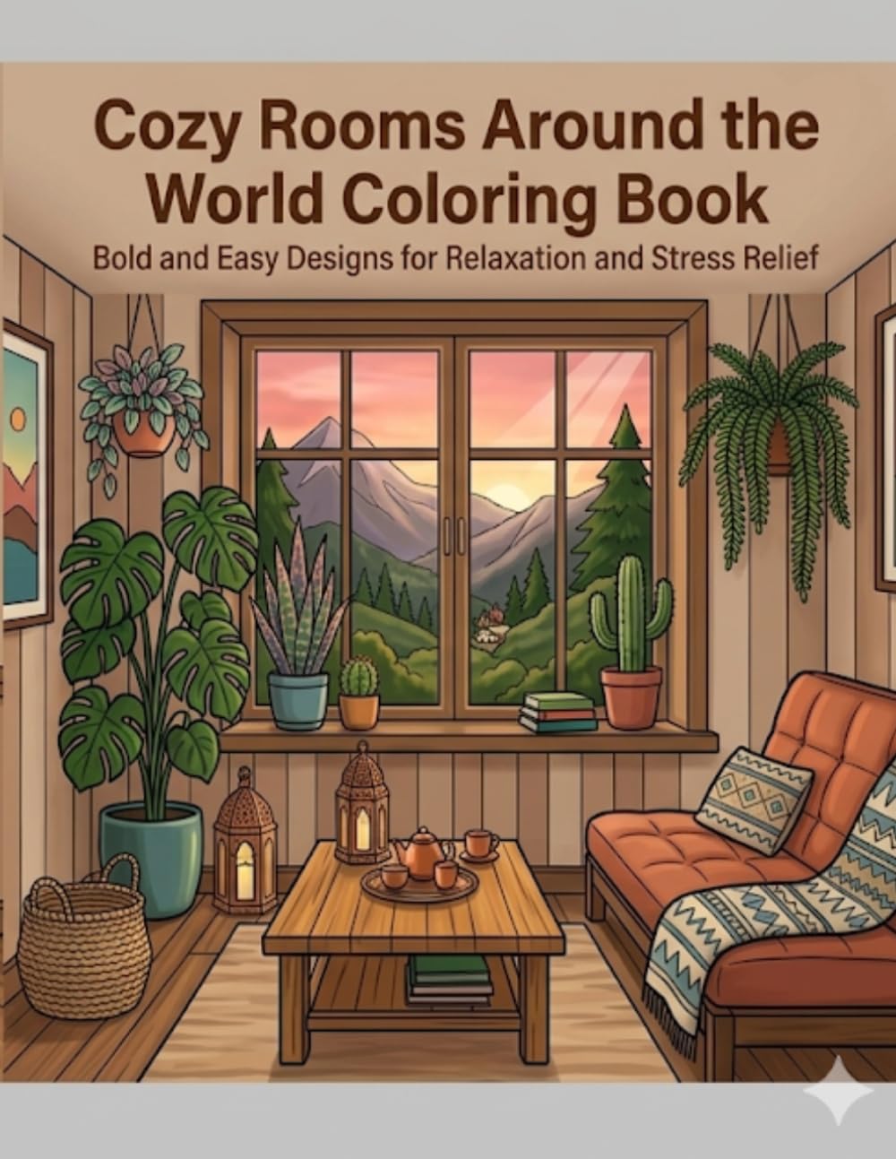 Cozy Rooms Around the World Coloring Book Bold and Easy Designs for Relaxation and Stress Relief: Simple and Beautiful Interior Scenes for Calm, Mindfulness, and Peaceful Coloring
