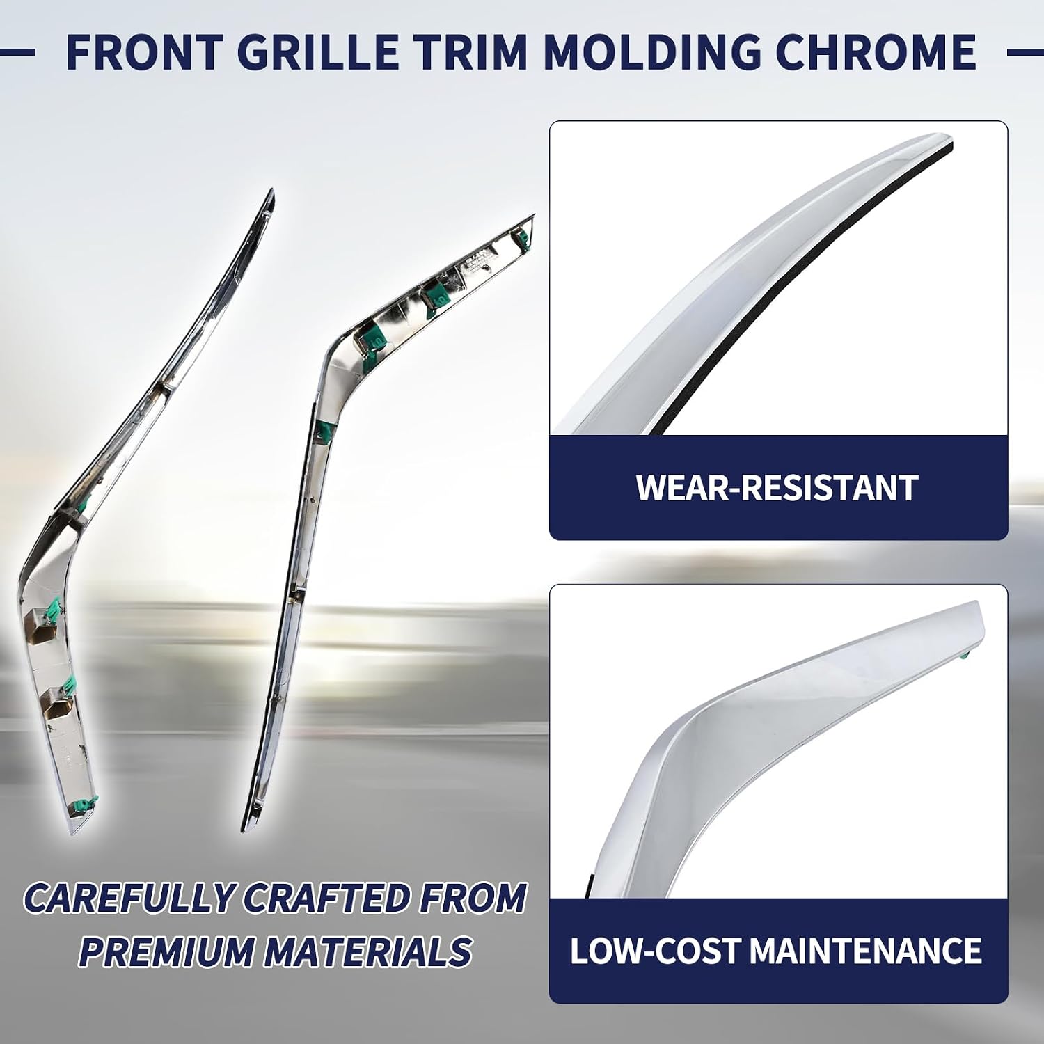 Front Grille Trim Molding Chrome Set Compatible with Nissan Altima 2023 2024 2025 Replace 620759HF0A 620749HF0A Front Bumper Grille Trim Driver and Passenger Side (Silver)