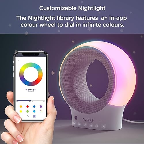 Miniatura 5 de Hubble Eclipse Soother, monitor de audio para niños y bebés, luz nocturna de 7 colores, altavoz con música relajante y pistas de sueño, máquina de