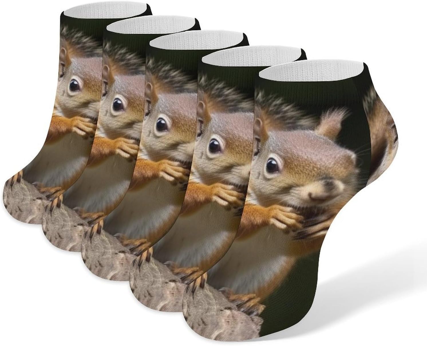 5 Pairs Squirrel Animal Ankle Socks for Women Men Casual Crew Socks Athletic Running Low Cut Sock Lightweight & Breathable