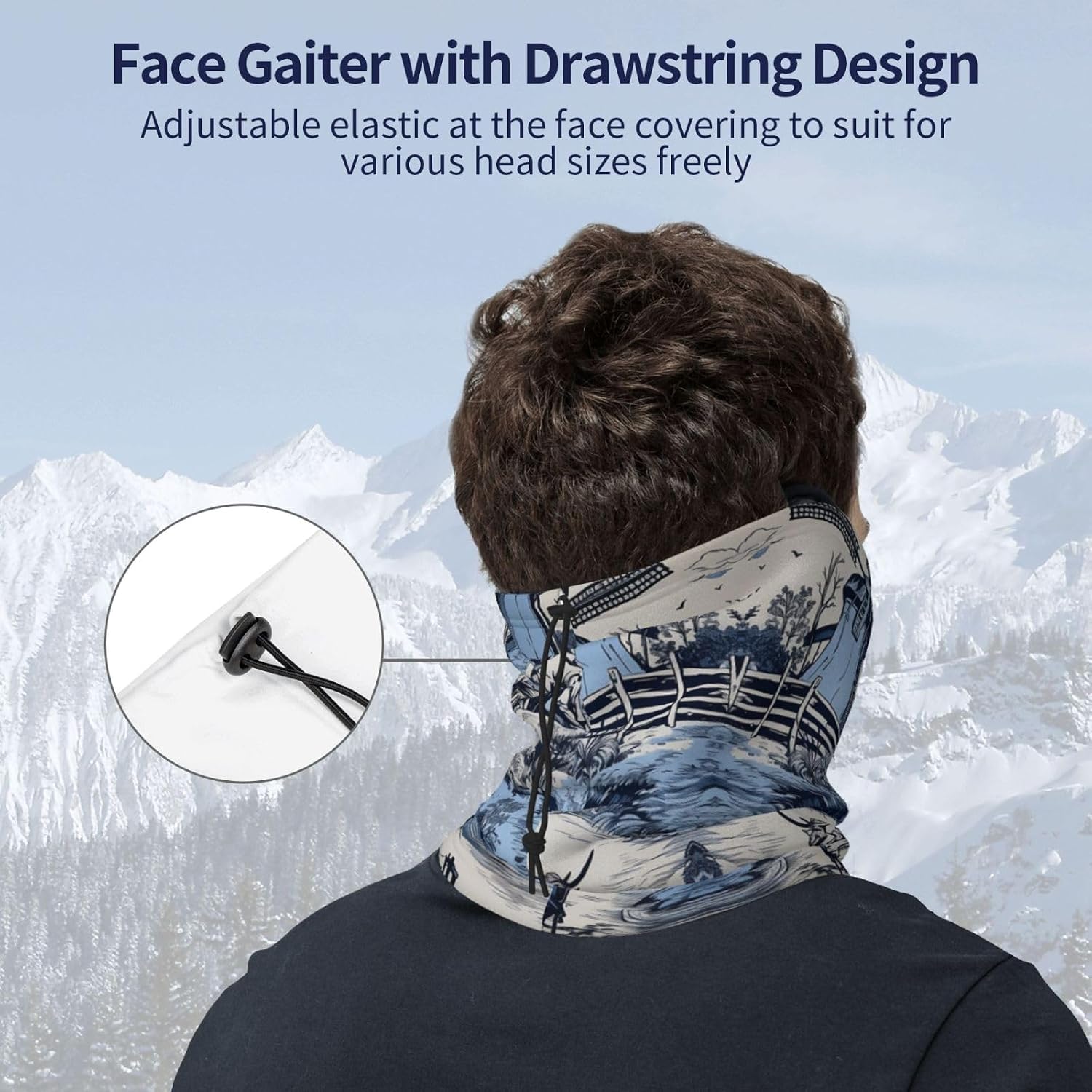 Winter Neck Warmer for Men Women, Village Old Town Neck Gaiter UV Sun Protection Face Mask Windproof Cold Weather Face Cover Thermal Ski Mask Scarf for Outdoor Sports Bandana