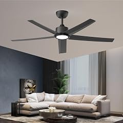 ocioc Ceiling Fans with Lights 52 inch Black Ceiling Fan with Light and Remote Control 3CCT Quiet DC