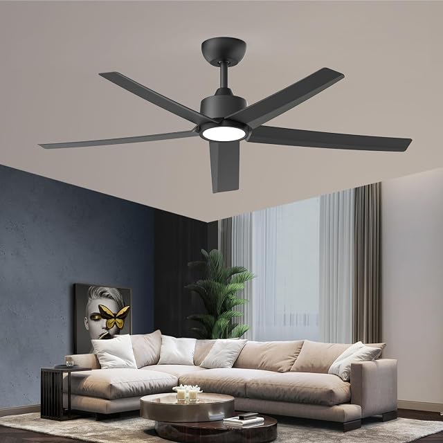 ocioc Ceiling Fans with Lights 52 inch Black Ceiling Fan with Light and Remote Control 3CCT Quiet DC