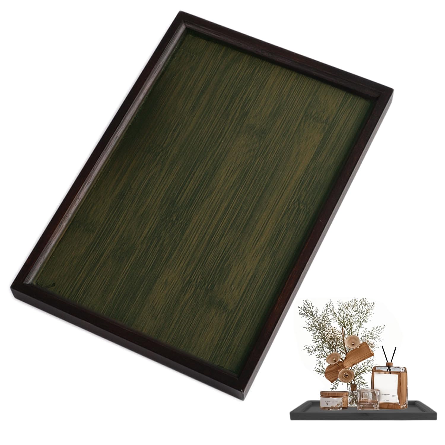 Bandeja de servir de bambú para mesa de comedor y decoración de cocina