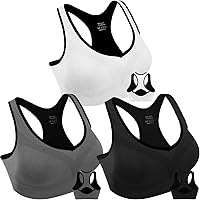 DoubleCouple Women's Racerback Sports Bra High Impact Support Yoga Running Gym Workout Bra Removable Pads