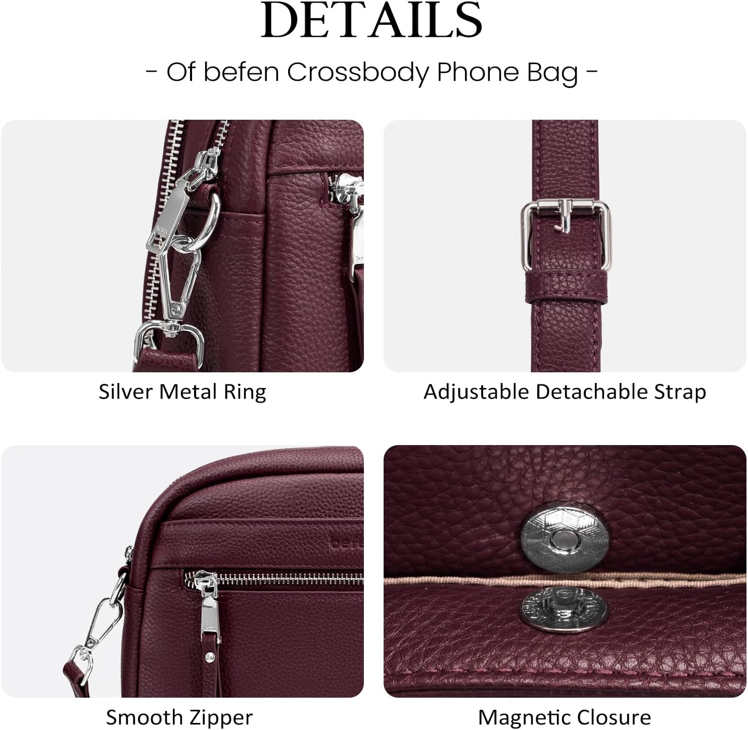 befen Genuine Leather Crossbody Bags for Women, Purses with Built in RFID Wallet Woman Camera Shoulder Bag Handbags | Genuine Leather, Built in RFID Wallet, Genuine Leather, Built in RFID Wallet - Image 8