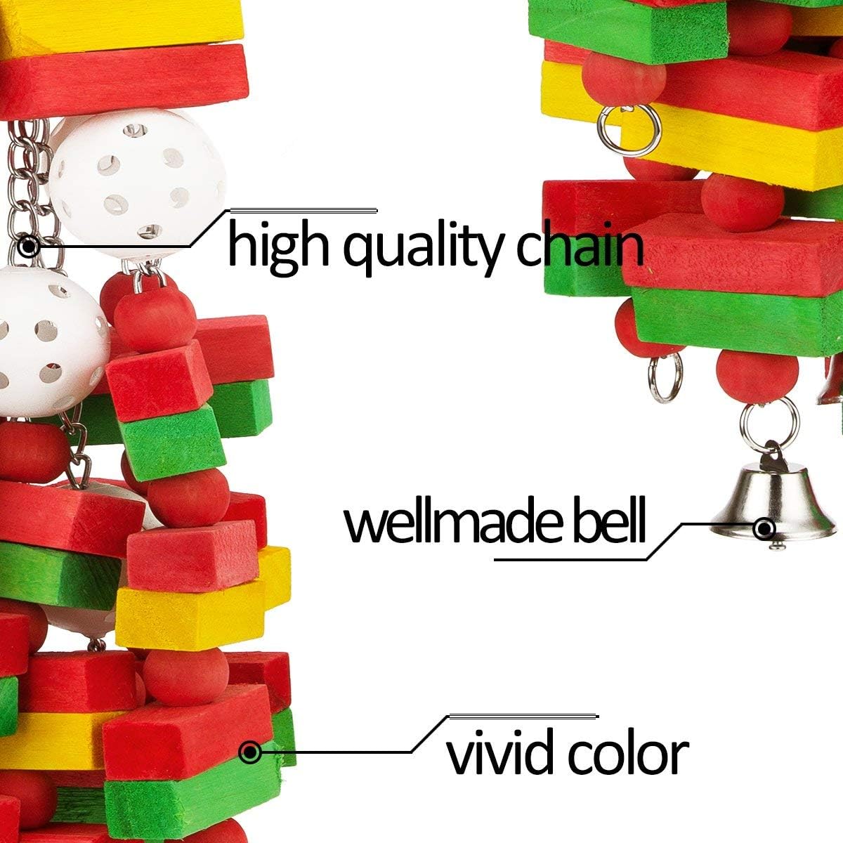 GPY Bird Cage Toys Variety Pack, Multi-Color Bird Toys for Parrots, Natural Parrot Toys, Bird Toy for Foraging and Chewing, Parrot Toys for Large Birds and Macaws