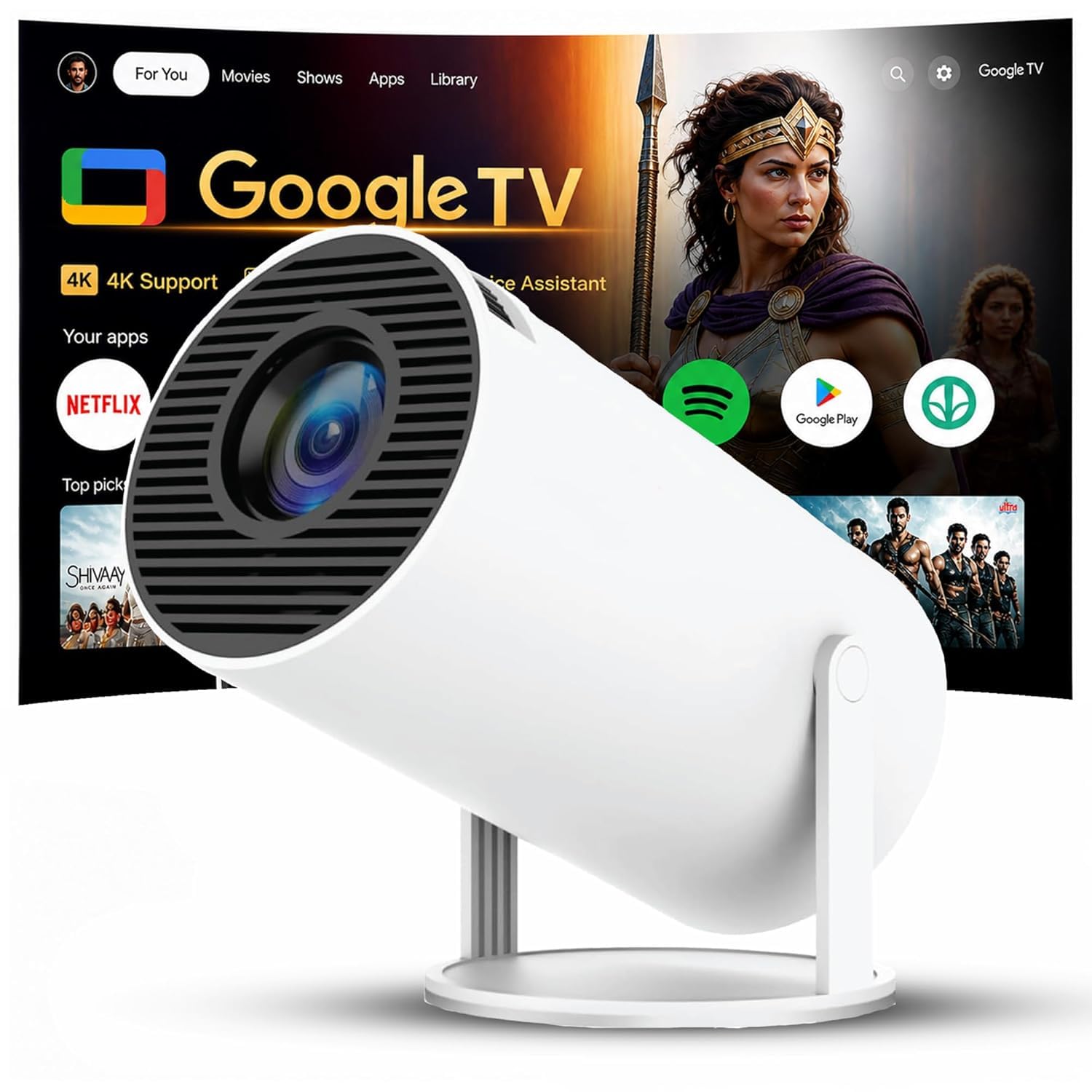 Smart Mini Projector, 1080P Supported Portable Projector with WiFi & Bluetooth 5.0, Android 11 Smart System, 200 Inch Screen for Home Theater, TV Stick, Laptop, Mobile & Gaming Consoles-image-20